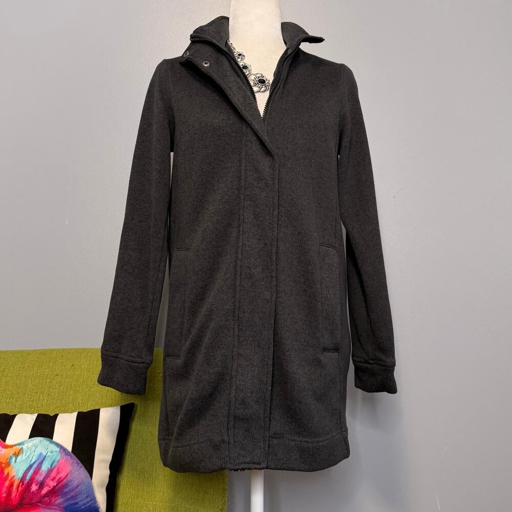 Lands End Gray Knit Longline Zip Jacket